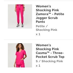 FIGS Shocking Pink scrub set